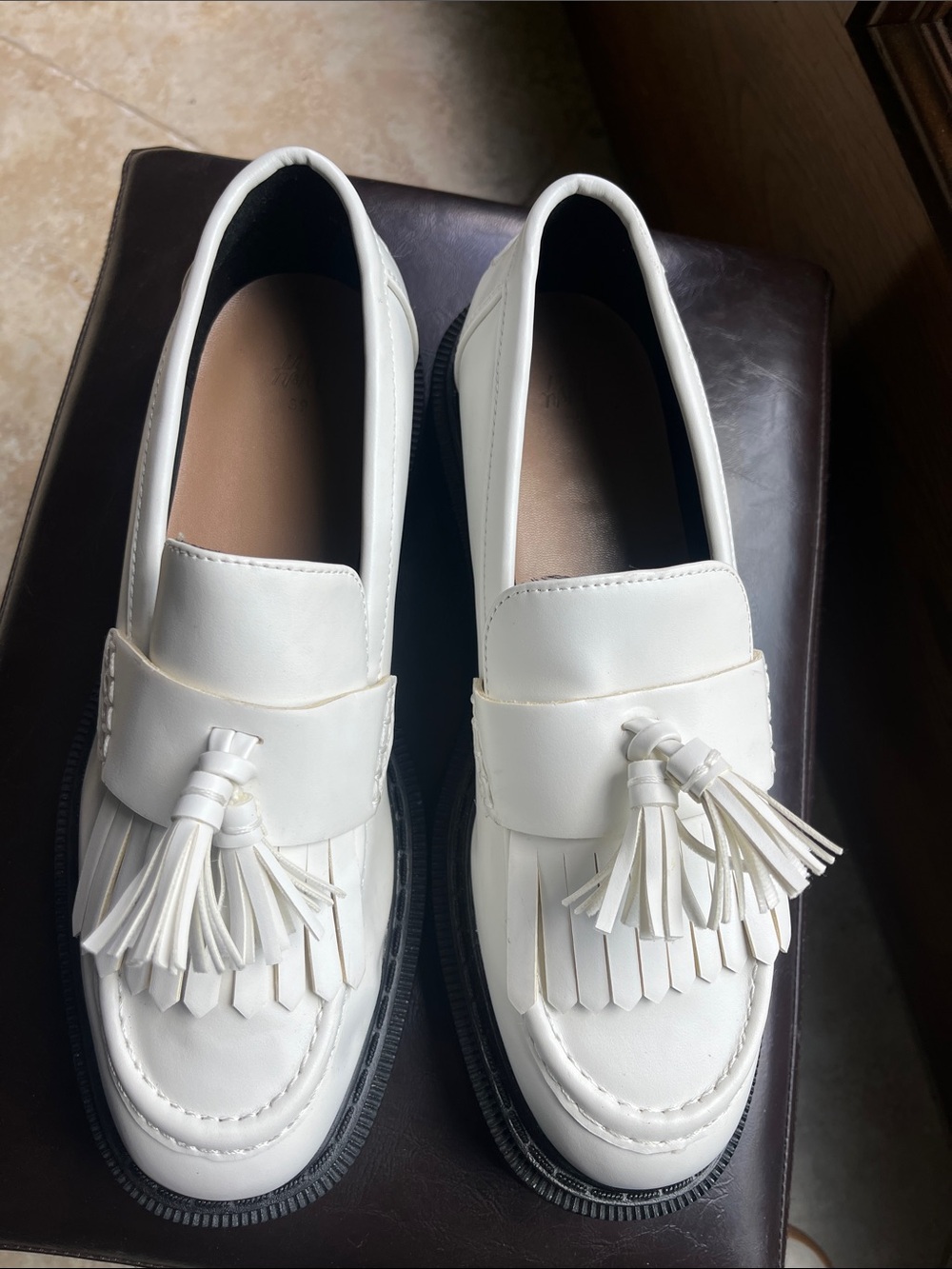H&M White Tassel Loafers